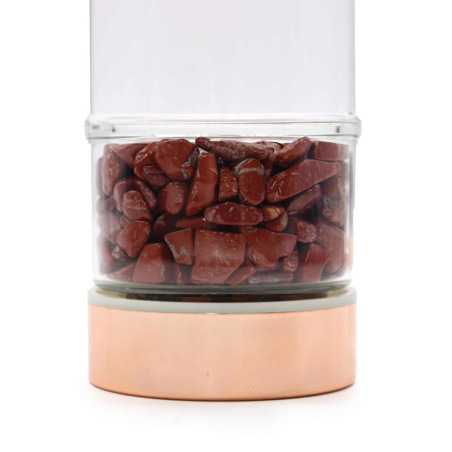 Glasflaska med tesil – Roséguld – Röd Jaspis