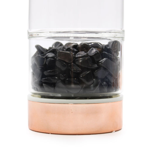 Glasflaska med tesil – Roséguld – Onyx