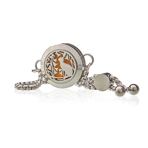 Aromaterapi Kedjearmband – Katt & Blommor – 20 mm