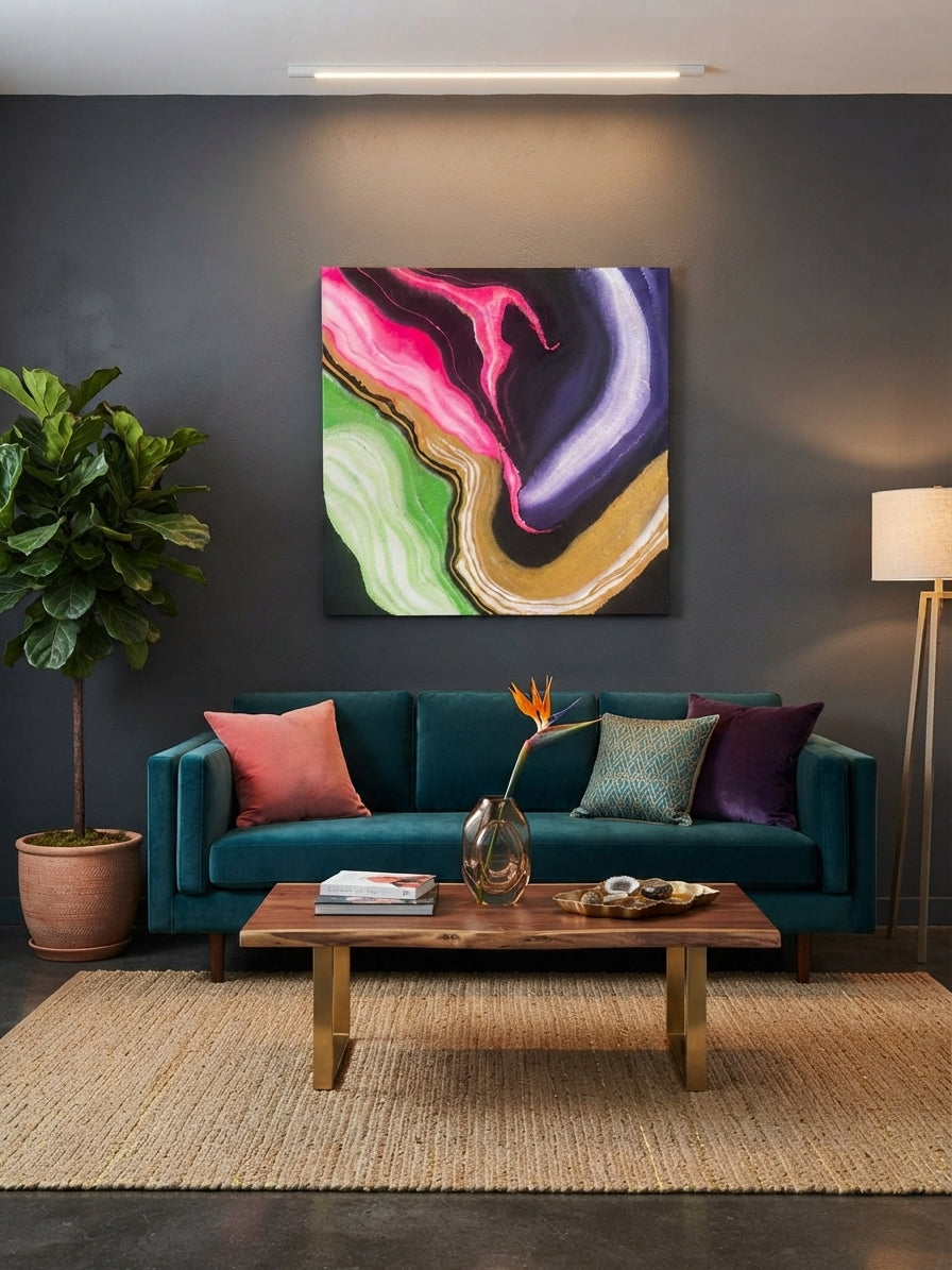 "Kosmisk Flod" (80x80 cm)