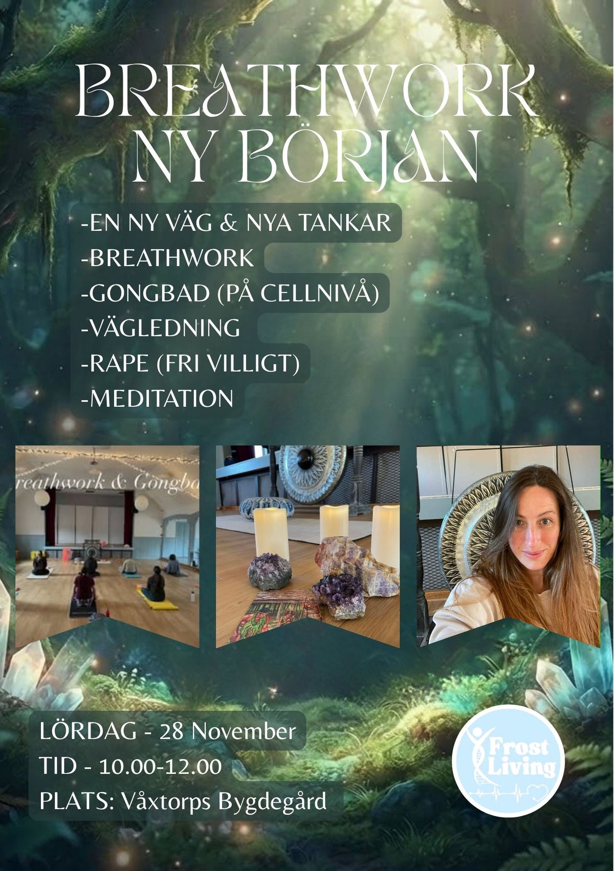 AVTAGANDE MÅNE Workshop i Våxtorp – Breathwork, Gongbad & Sound Healing | ANDAS UT, SLÄPP TAGET