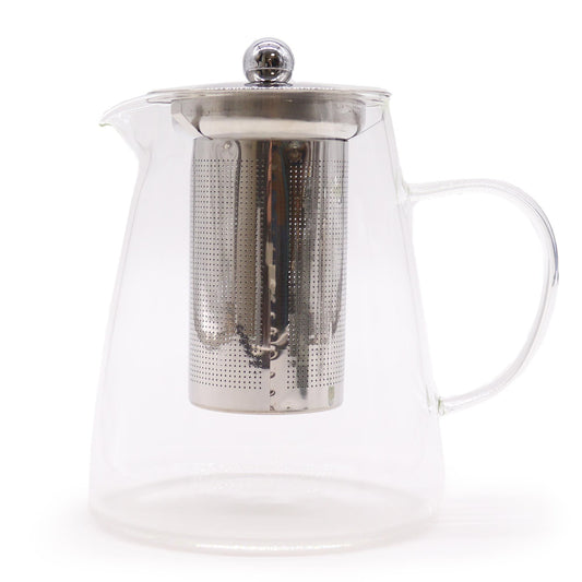 Glastekanna med infuser – flaskformad design, 950 ml