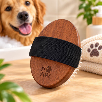 PAW Grooming Tools – Massageborste för bad och pälsvård - Valnöt