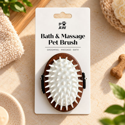PAW Grooming Tools – Massageborste för bad och pälsvård - Valnöt