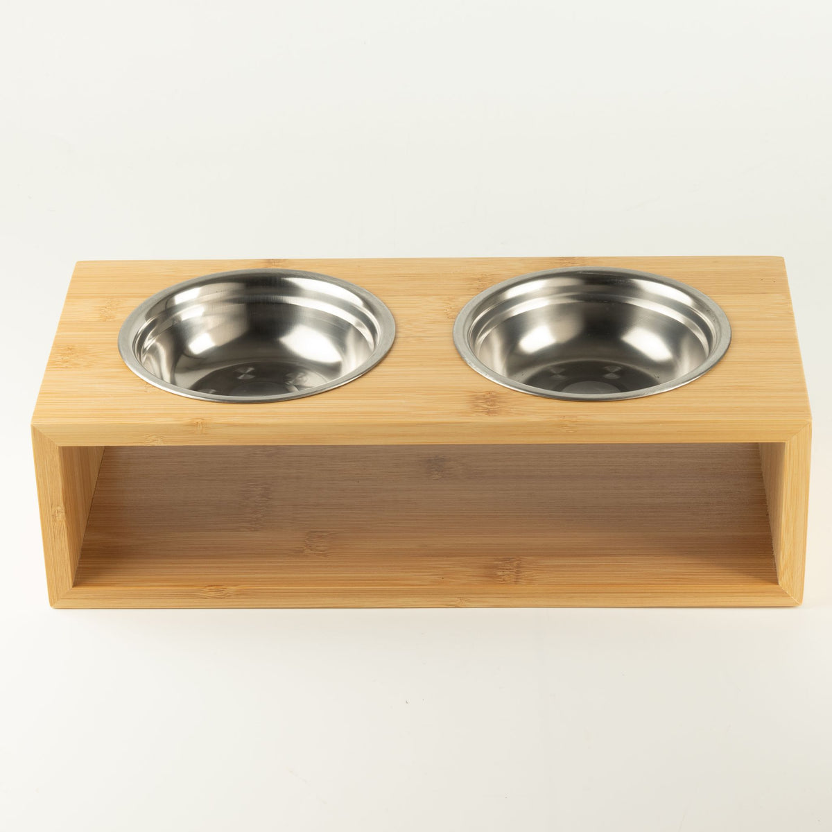 PAW Food Bowls - Dubbel matskål med träställ – 2 × 13 cm