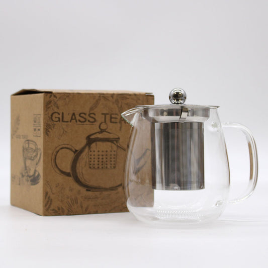 Glastekanna med infuser – modern design, 550 ml