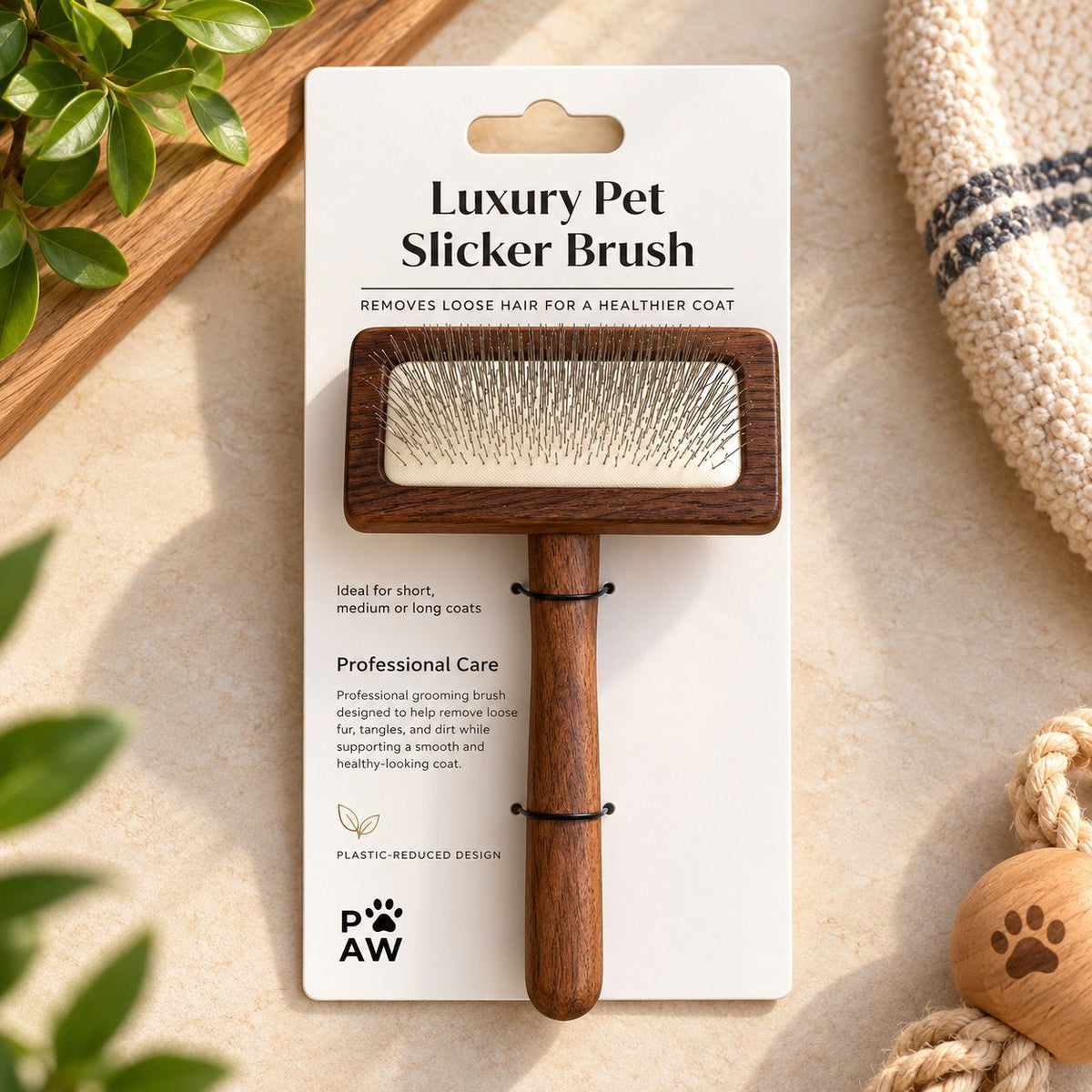 PAW Grooming Tools - Med Anti-tangle Comb - Walnut